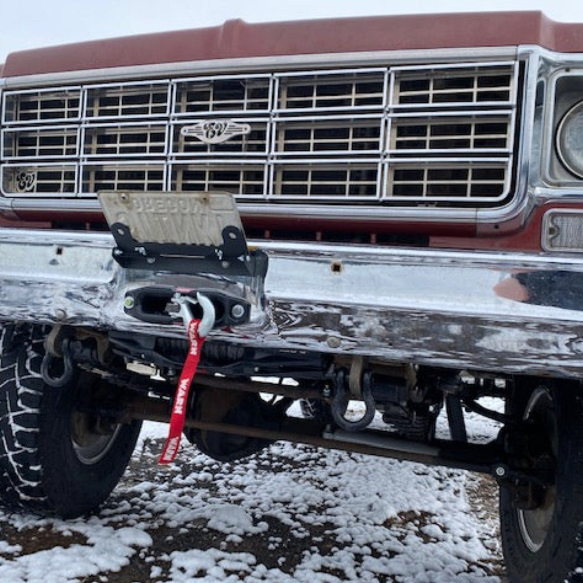 1973-80 GM truck Behind Bumper Winch Mount (BBWM) & steering box reinforce kit | Engineered Vintage | Custom Winch Mounts & Recovery For Classic Trucks