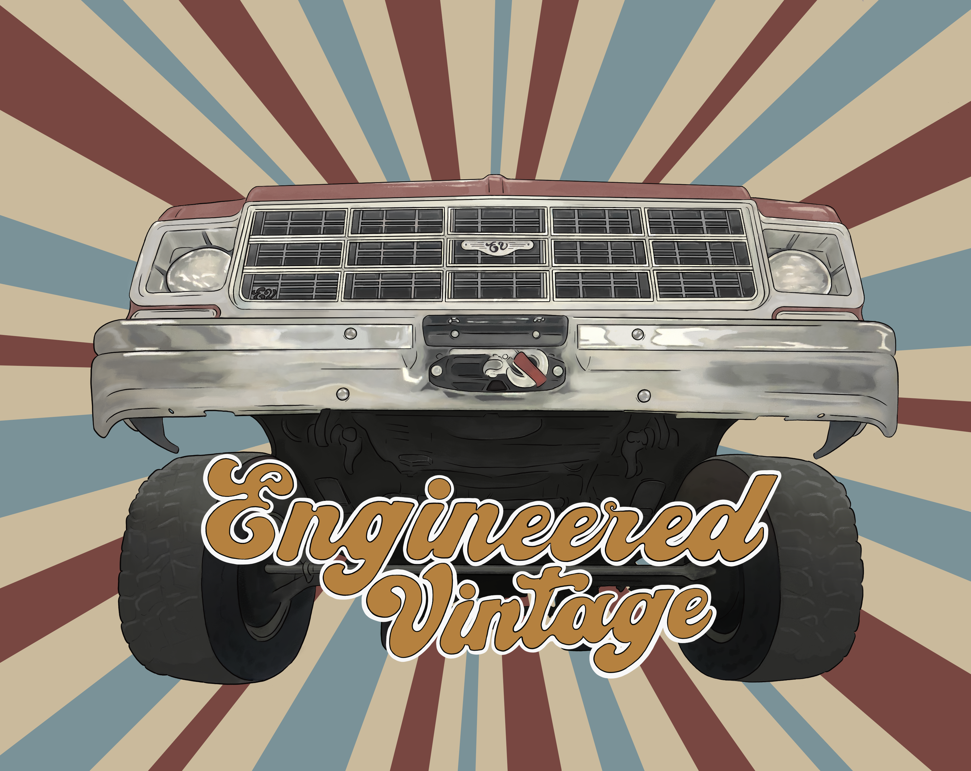 Engineered Vintage Behind Bumper Winch Mount sticker