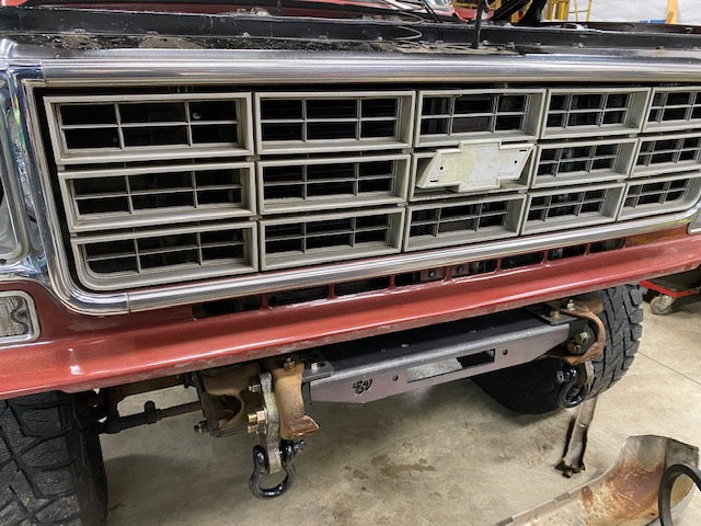 1973-80 GM truck Behind Bumper Winch Mount (BBWM) & steering box reinforce kit | Engineered Vintage | Custom Winch Mounts & Recovery For Classic Trucks