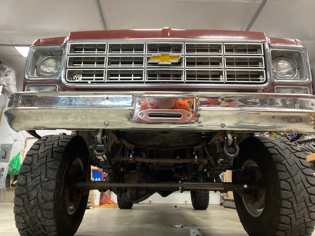 1973-80 GM truck Behind Bumper Winch Mount (BBWM) & steering box reinforce kit | Engineered Vintage | Custom Winch Mounts & Recovery For Classic Trucks