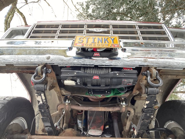 1973-80 GM truck Behind Bumper Winch Mount (BBWM) & steering box reinforce kit | Engineered Vintage | Custom Winch Mounts & Recovery For Classic Trucks