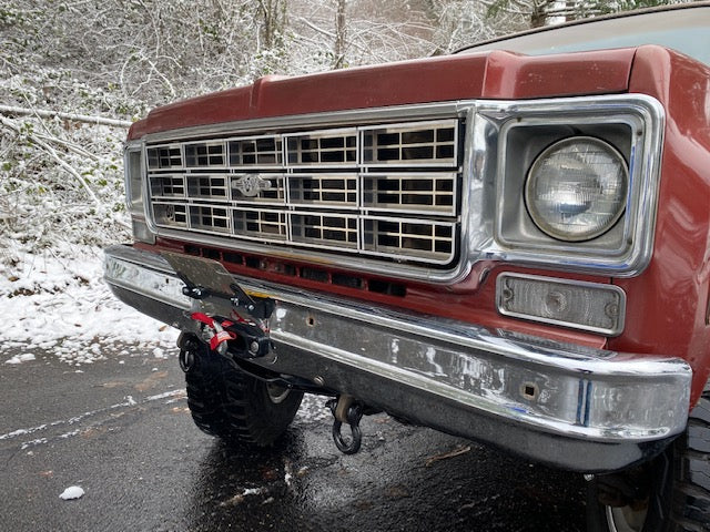 1973-80 GM truck Behind Bumper Winch Mount (BBWM) & steering box reinforce kit | Engineered Vintage | Custom Winch Mounts & Recovery For Classic Trucks
