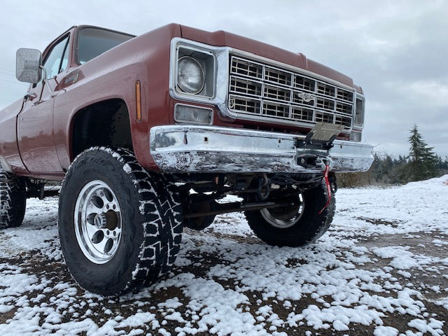 1973-80 GM truck Behind Bumper Winch Mount (BBWM) & steering box reinforce kit | Engineered Vintage | Custom Winch Mounts & Recovery For Classic Trucks