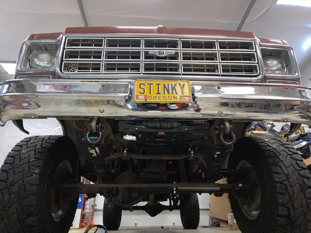 1973-80 GM truck Behind Bumper Winch Mount (BBWM) & steering box reinforce kit | Engineered Vintage | Custom Winch Mounts & Recovery For Classic Trucks