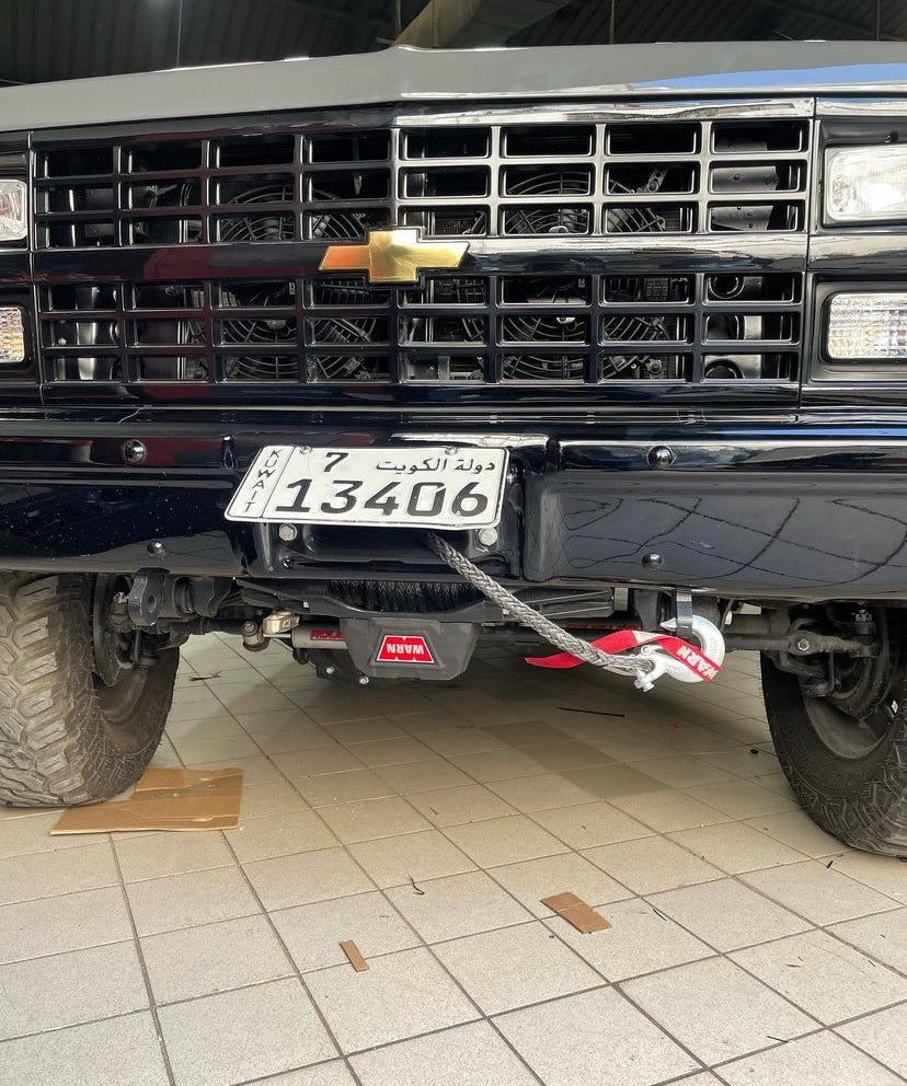 1981-87 GM truck (& 1981-91 K5 Blazer, Suburban, Crew, CUCV) Behind Bumper Winch Mount (BBWM) & steering box reinforce kit