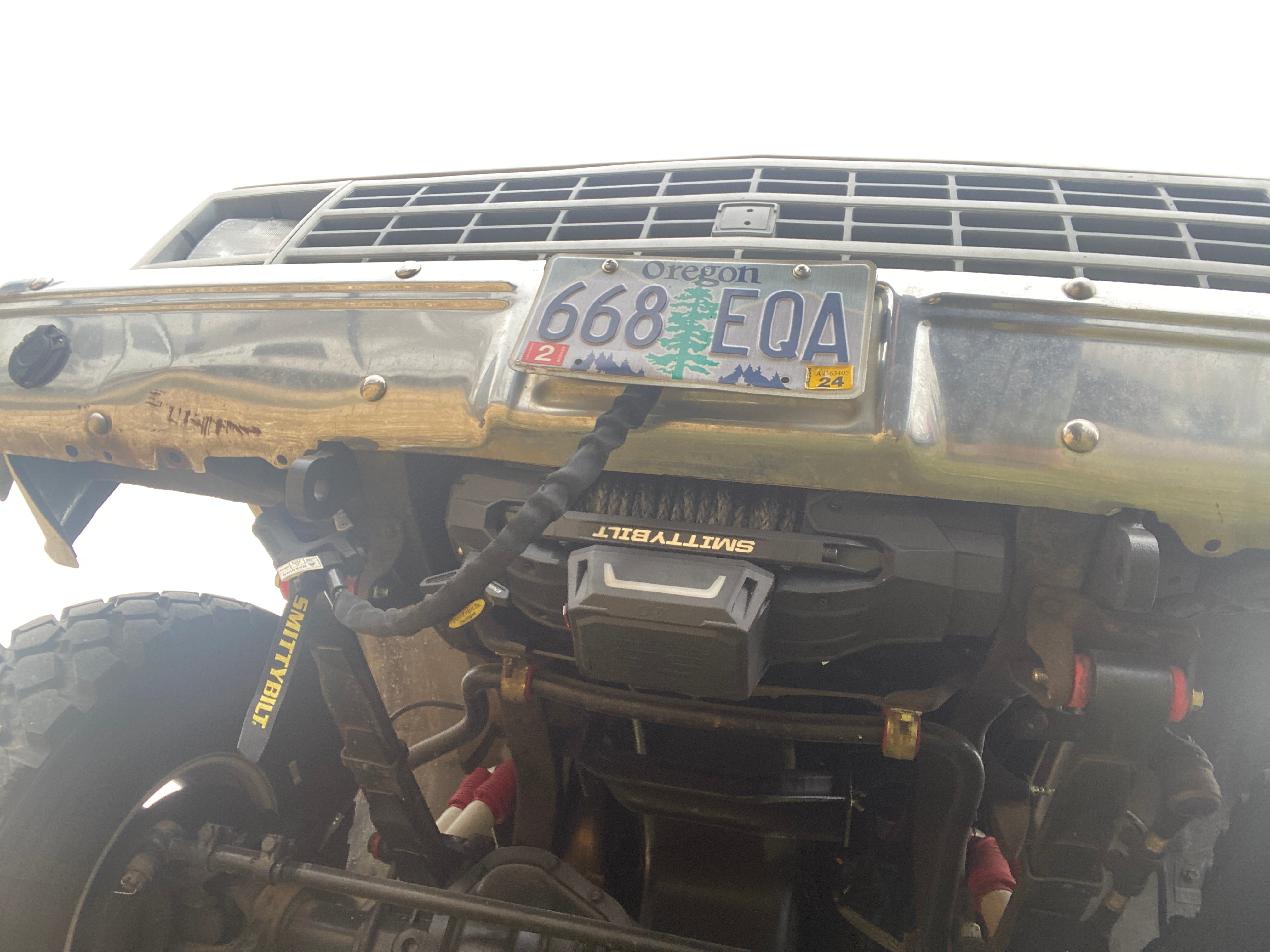 1981-87 GM truck (& 1981-91 K5 Blazer, Suburban, Crew, CUCV) Behind Bumper Winch Mount (BBWM) & steering box reinforce kit