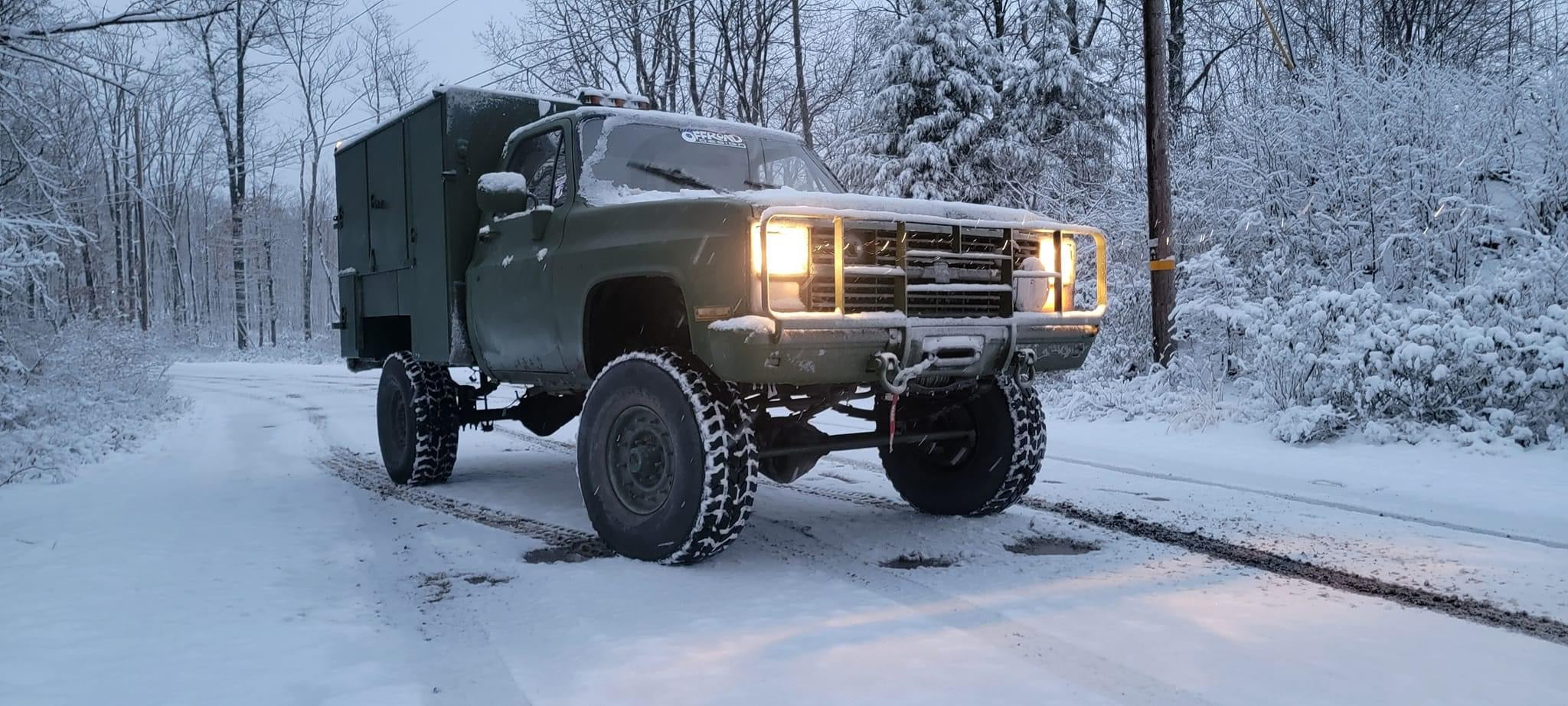 1981-87 GM truck (& 1981-91 K5 Blazer, Suburban, Crew, CUCV) Behind Bumper Winch Mount (BBWM) & steering box reinforce kit