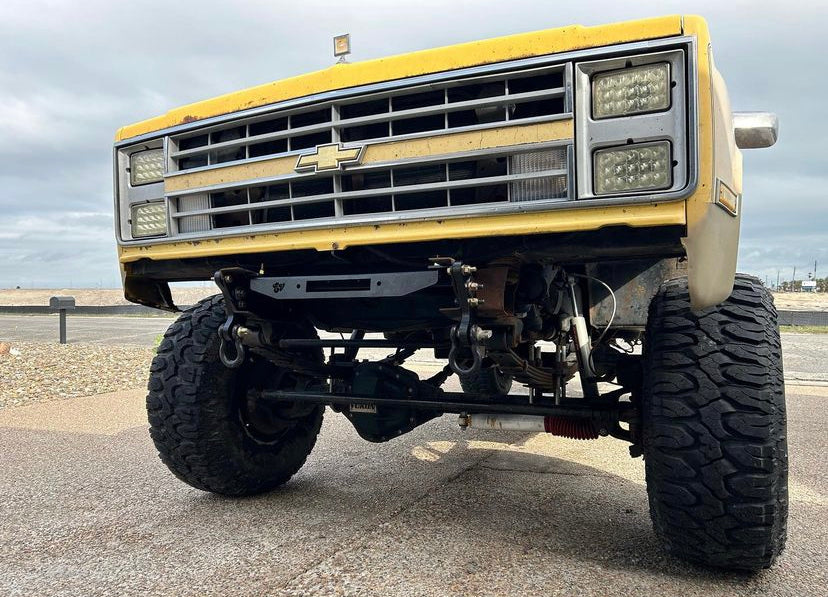 1981-87 GM truck (& 1981-91 K5 Blazer, Suburban, Crew, CUCV) Behind Bumper Winch Mount (BBWM) & steering box reinforce kit