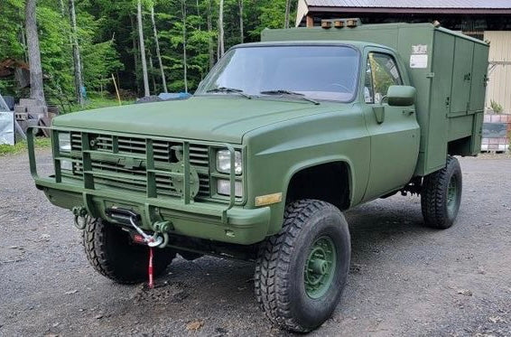 1981-87 GM truck (& 1981-91 K5 Blazer, Suburban, Crew, CUCV) Behind Bumper Winch Mount (BBWM) & steering box reinforce kit