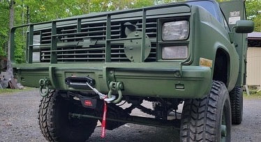 1981-87 GM truck (& 1981-91 K5 Blazer, Suburban, Crew, CUCV) Behind Bumper Winch Mount (BBWM) & steering box reinforce kit