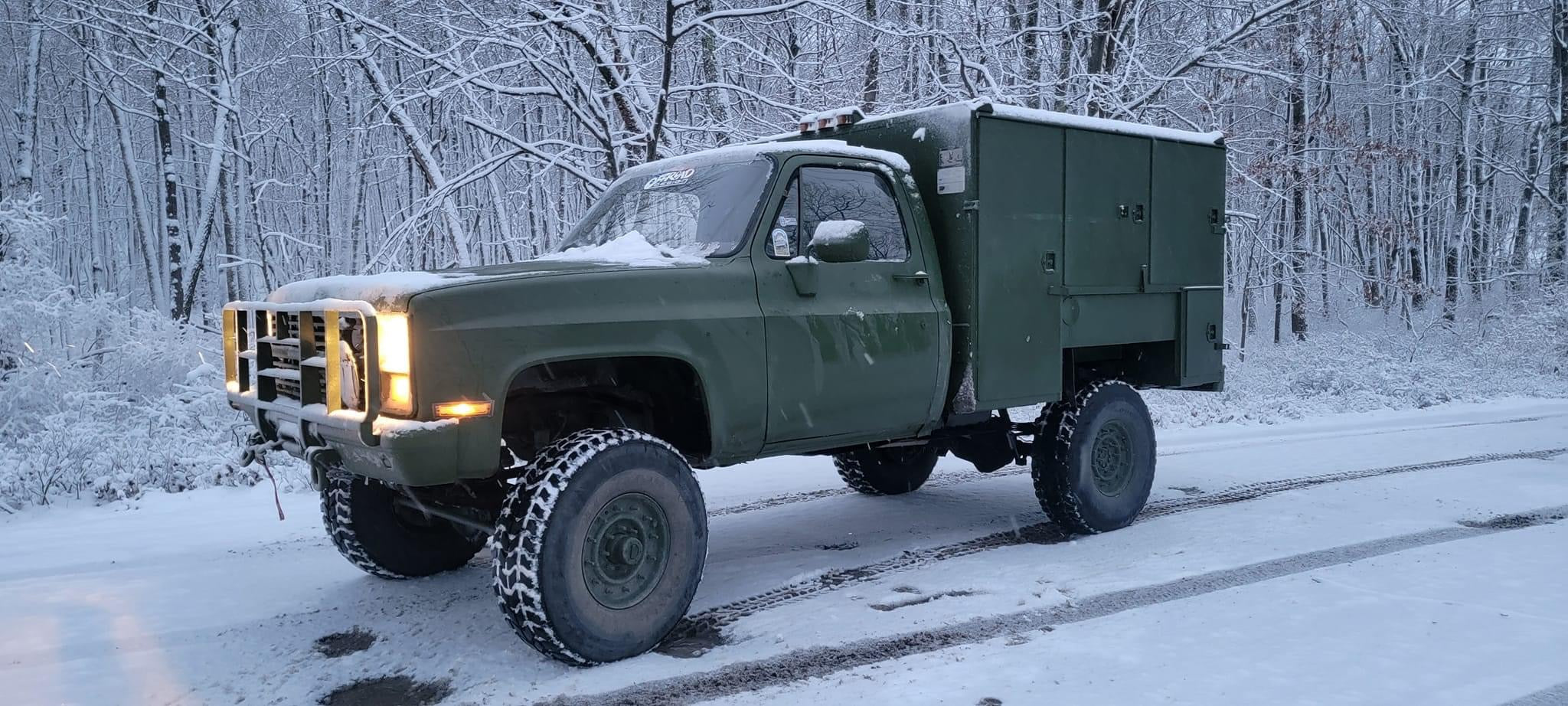 1981-87 GM truck (& 1981-91 K5 Blazer, Suburban, Crew, CUCV) Behind Bumper Winch Mount (BBWM) & steering box reinforce kit