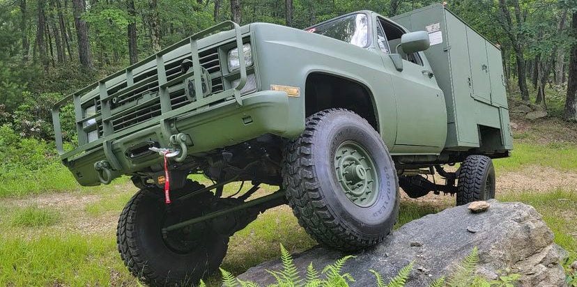 1981-87 GM truck (& 1981-91 K5 Blazer, Suburban, Crew, CUCV) Behind Bumper Winch Mount (BBWM) & steering box reinforce kit