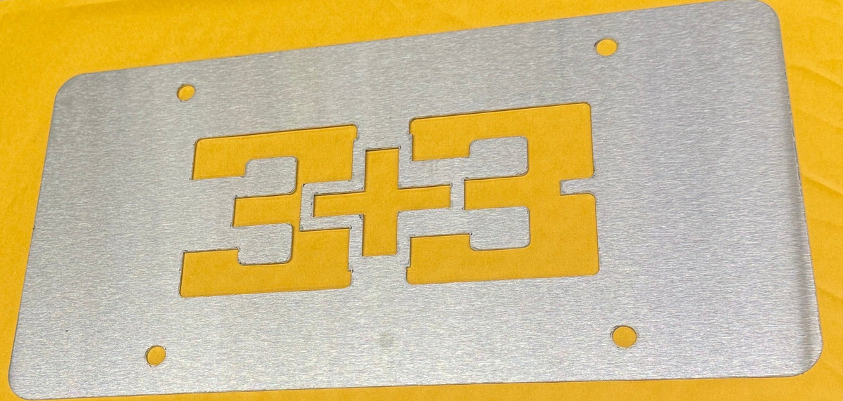 Brushed Stainless 3+3 License Plate