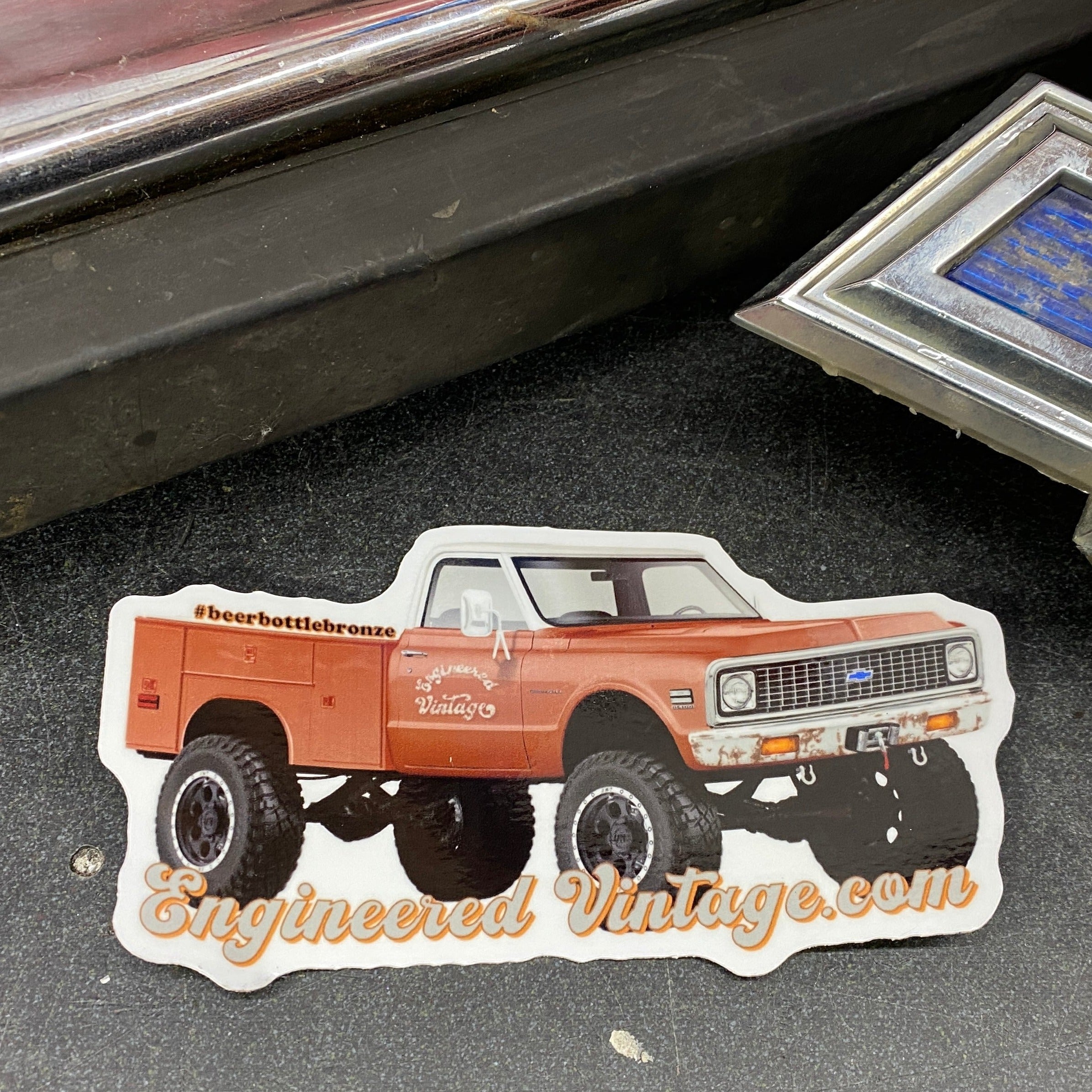 Engineered Vintage Project Beer Bottle Bronze sticker | Engineered Vintage | Custom Winch Mounts & Recovery For Classic Trucks