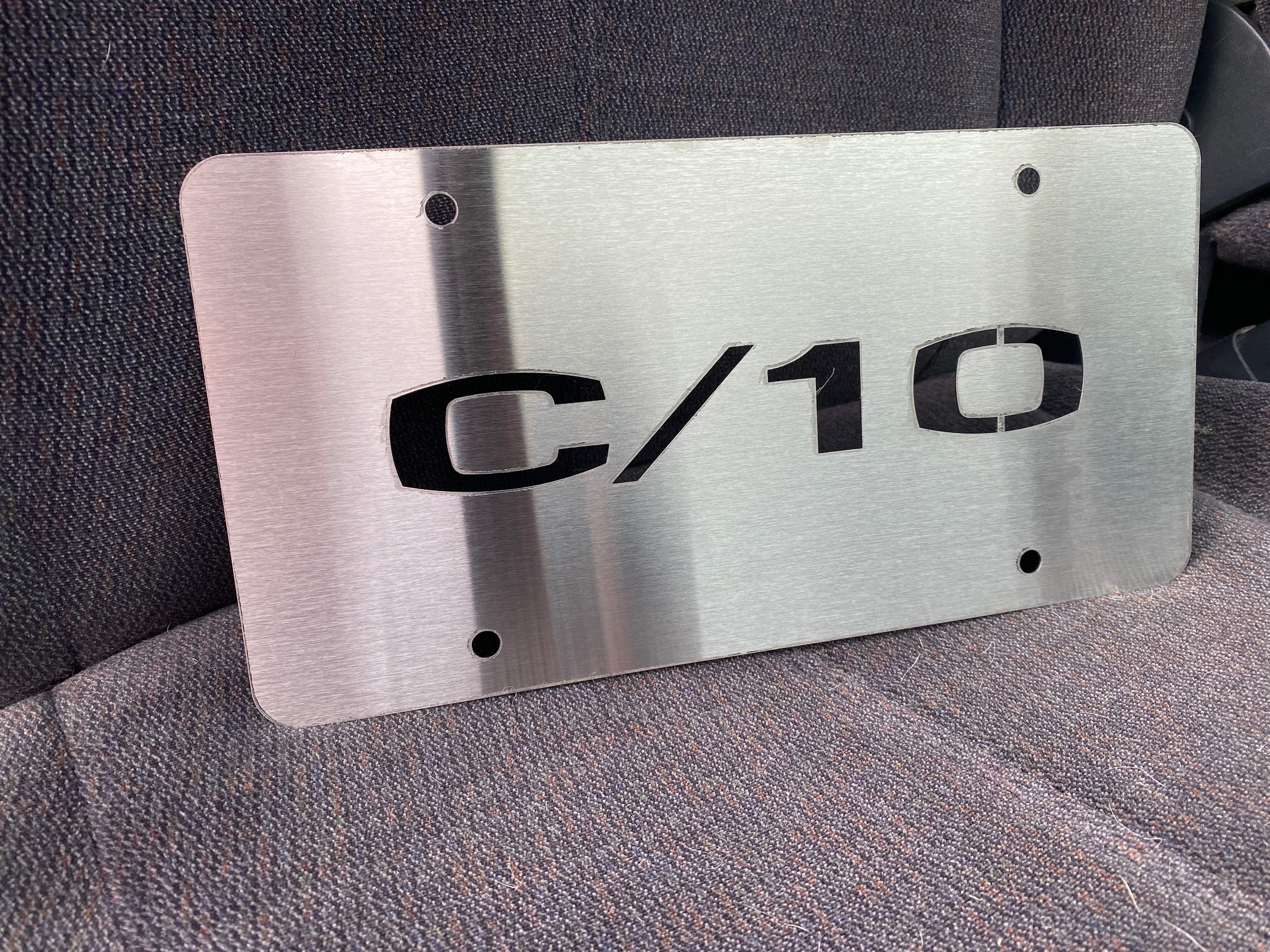 Brushed Stainless C10 License Plate | Engineered Vintage | Custom Winch Mounts & Recovery For Classic Trucks
