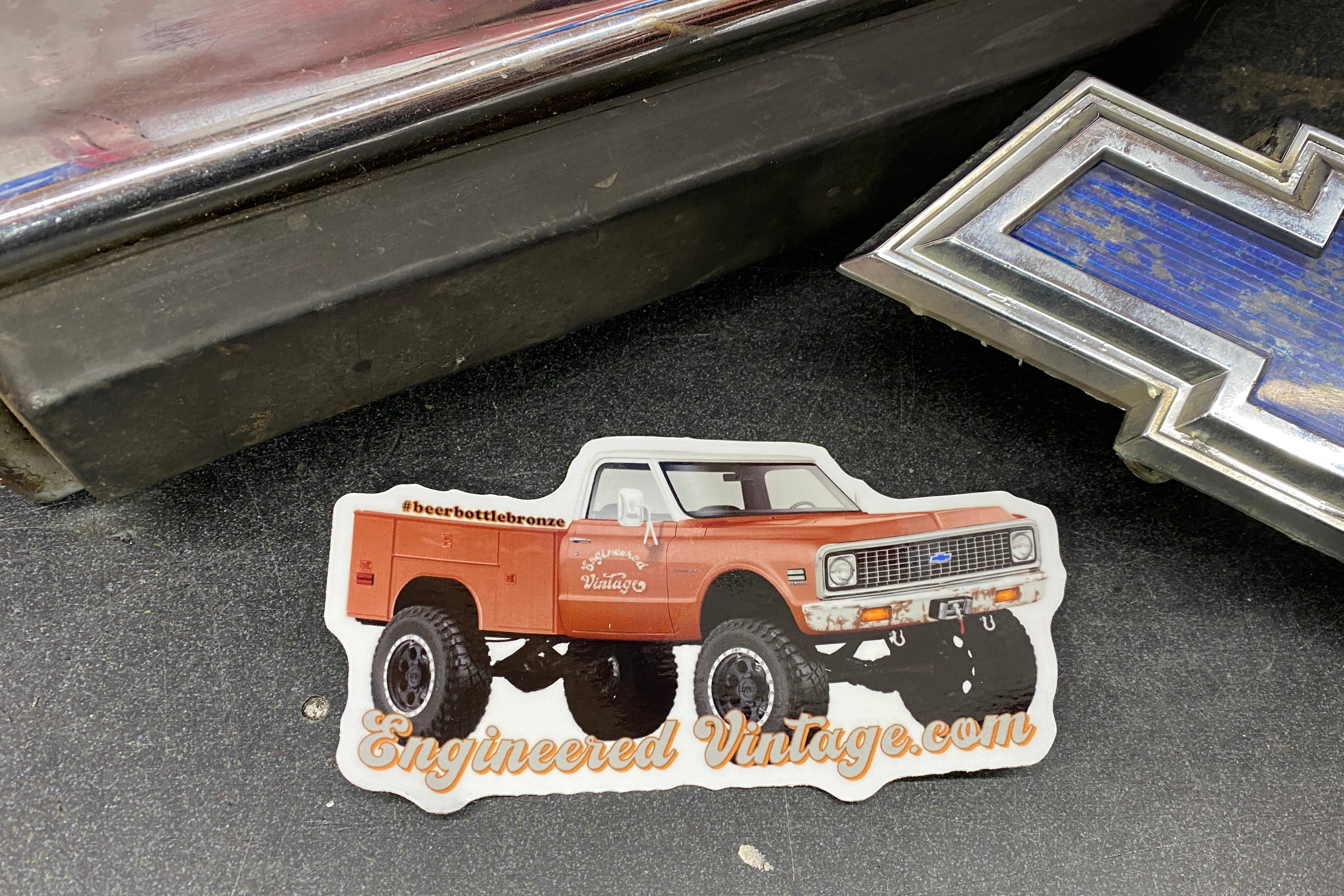 Engineered Vintage Project Beer Bottle Bronze sticker | Engineered Vintage | Custom Winch Mounts & Recovery For Classic Trucks