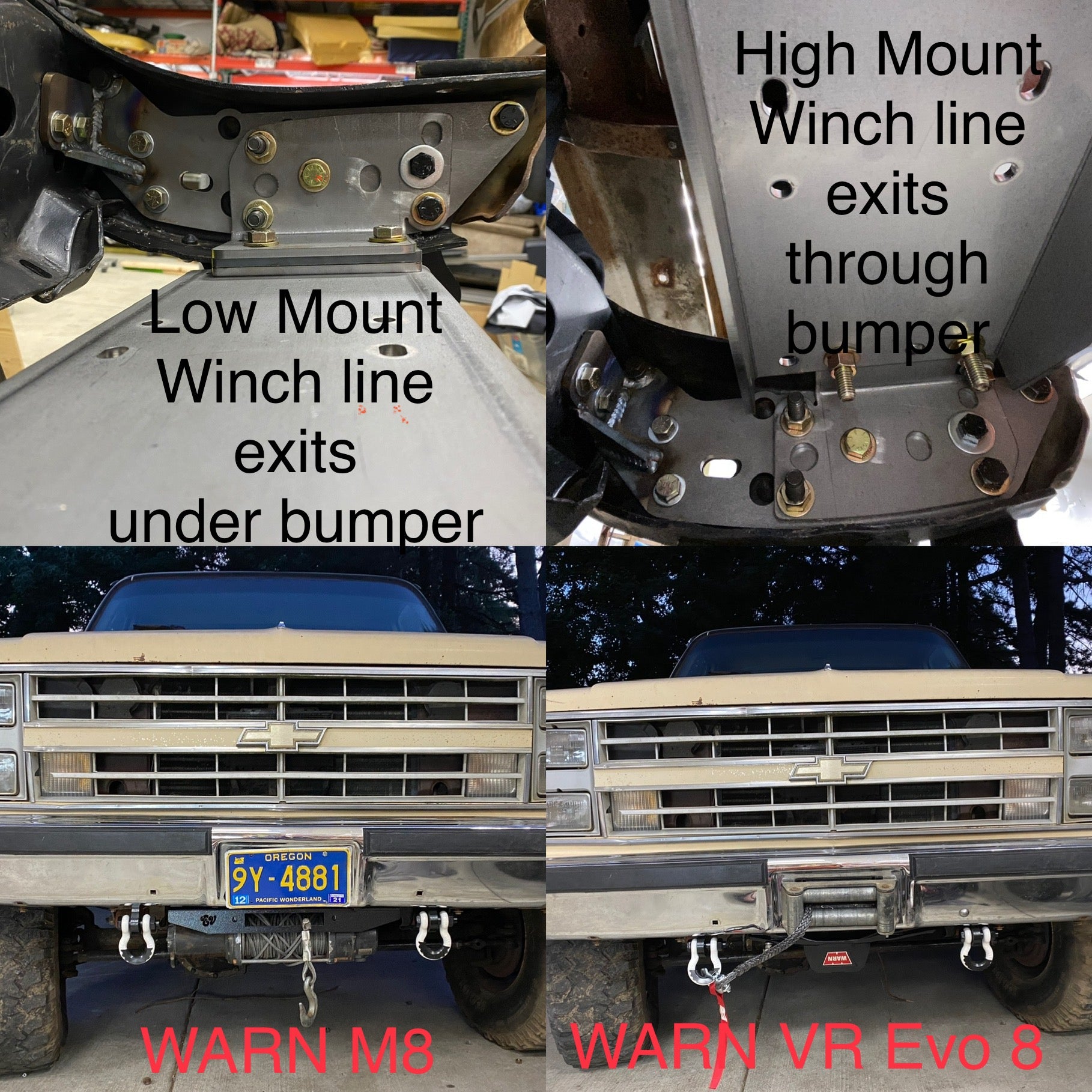 1981-87 GM truck (& 1981-91 K5 Blazer, Suburban, Crew, CUCV) Behind Bumper Winch Mount (BBWM) & steering box reinforce kit | Engineered Vintage | Custom Winch Mounts & Recovery For Classic Trucks